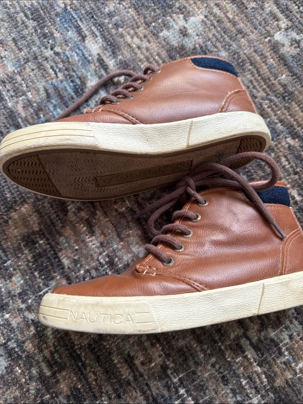 Nautica Boys Breakwater Tumbled Chukka Boot in Carmel Brown Faux Leather